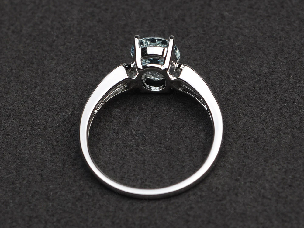 Oval Aquamarine Ring with Channel Band - Image 3