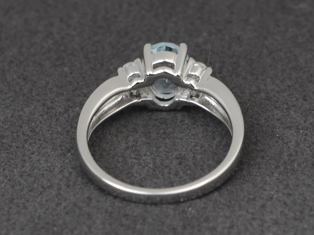 Oval Cut Aquamarine Two Rows Ring - Image 3