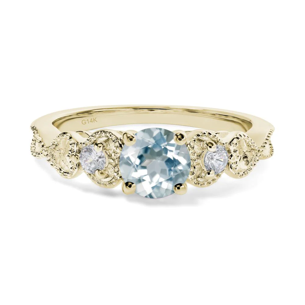 Aquamarine Vintage Style Engagement Ring