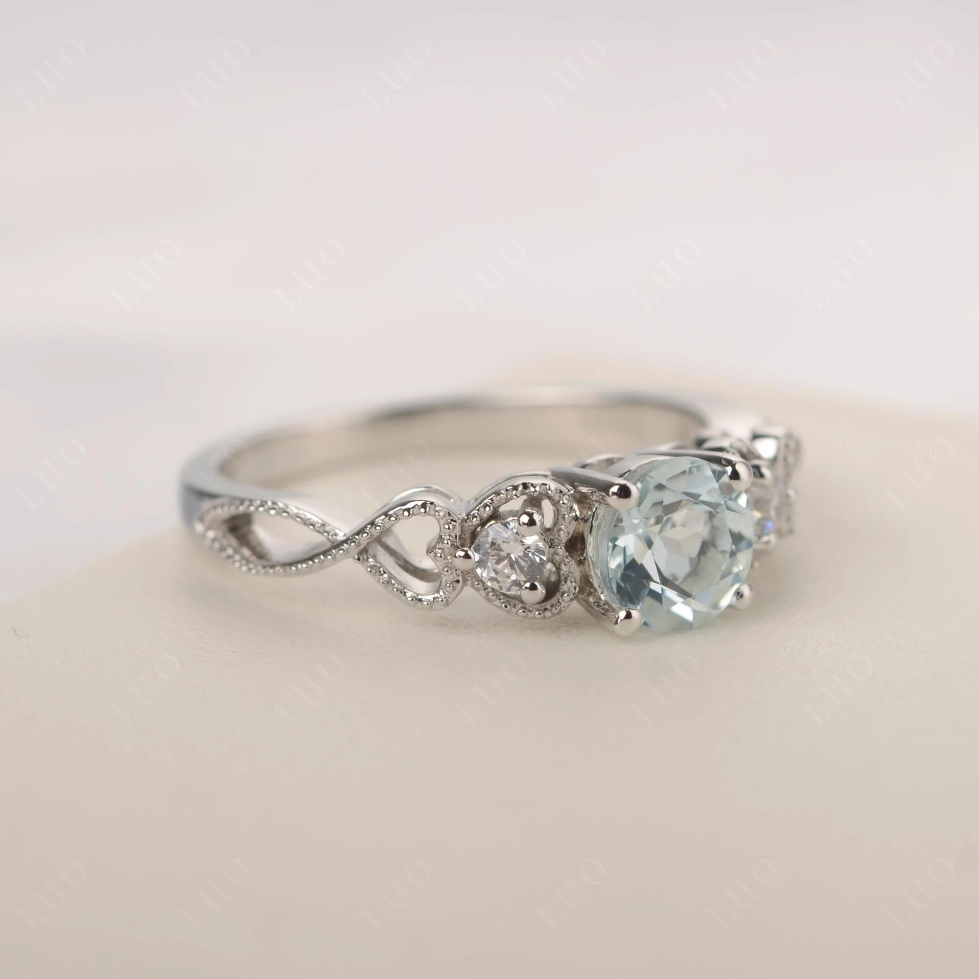Aquamarine Vintage Style Engagement Ring - Image 11