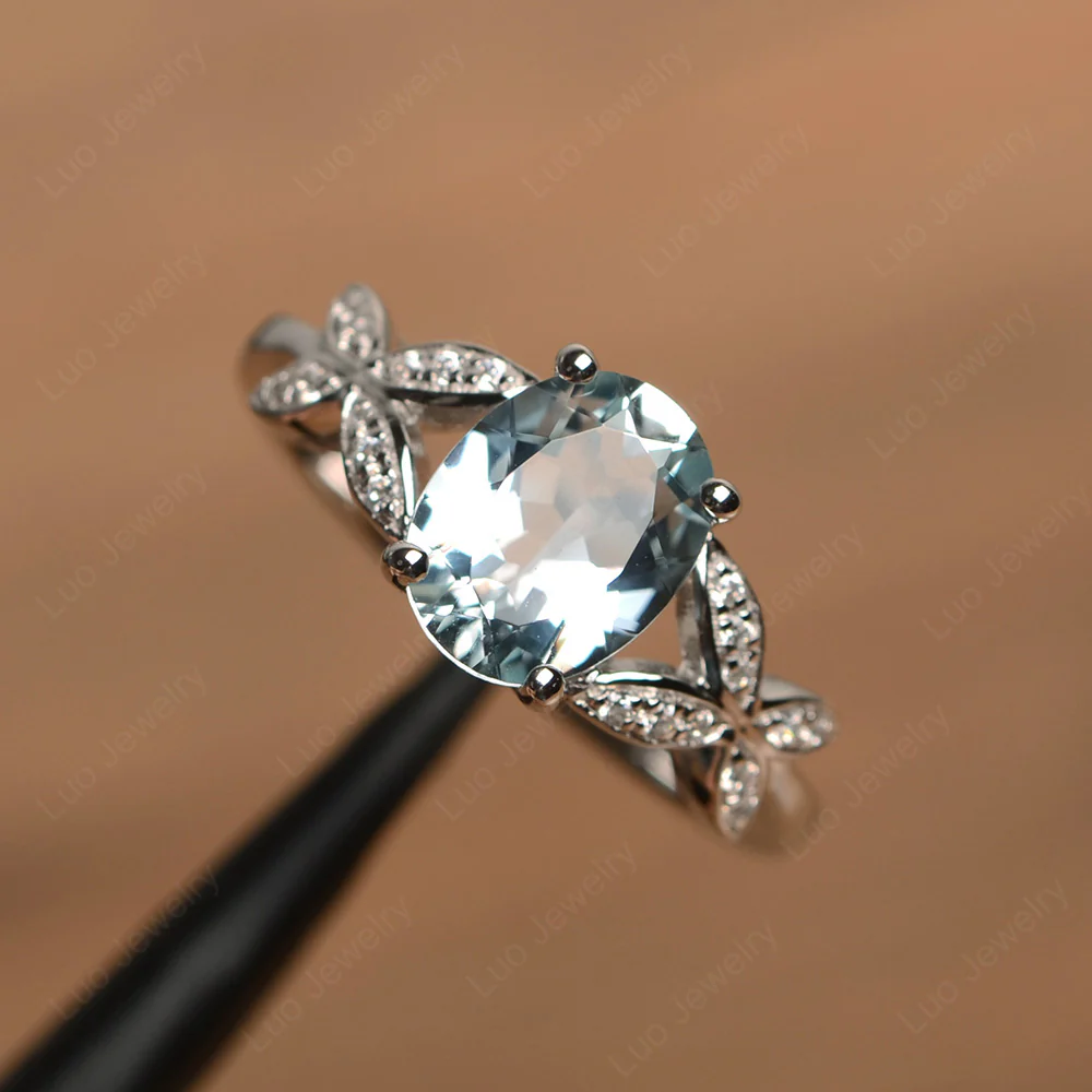 Aquamarine Butterfly Promise Ring - Image 3