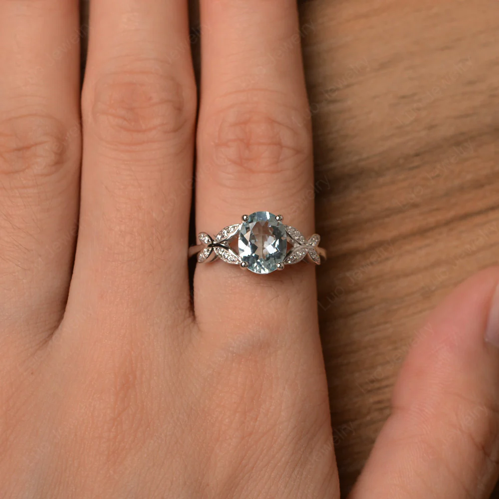 Aquamarine Butterfly Promise Ring - Image 4