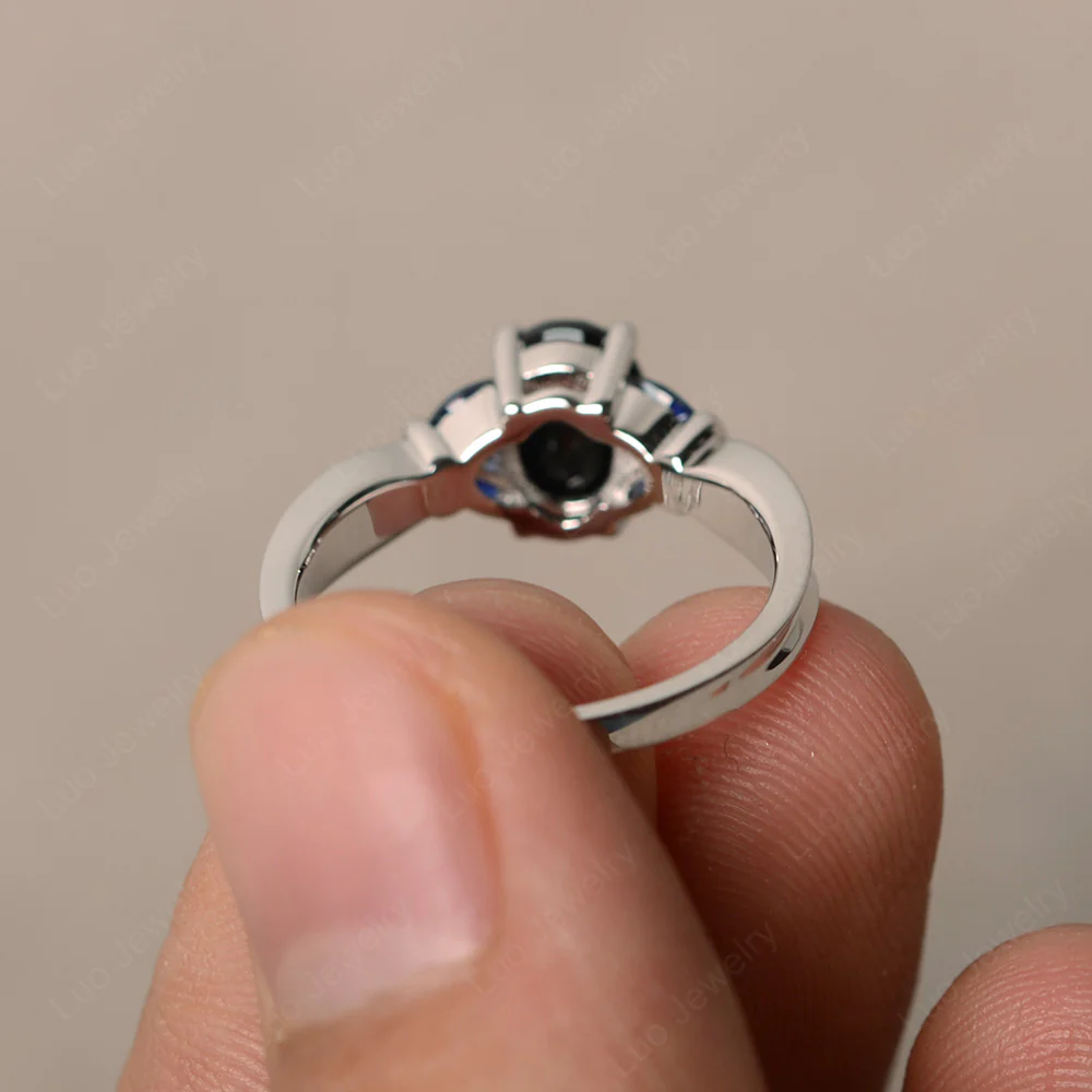 Oval Cut Art Deco Black Spinel Ring - Image 2