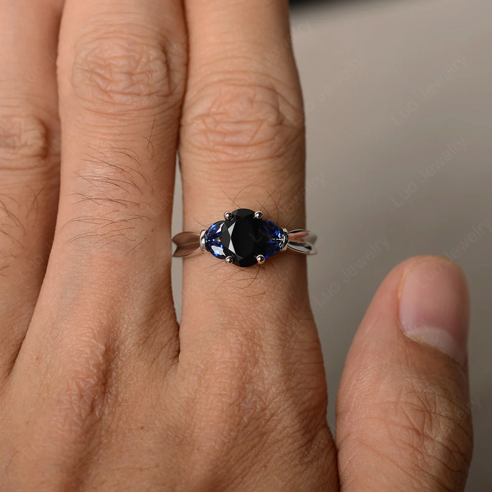 Oval Cut Art Deco Black Spinel Ring - Image 3