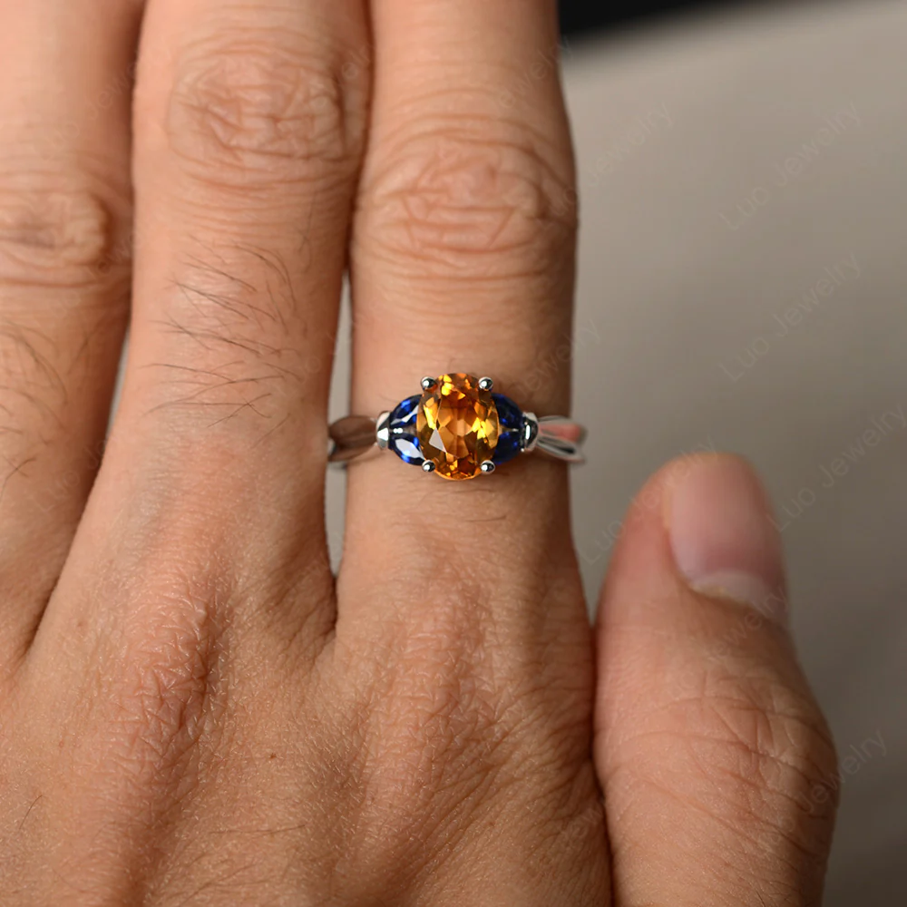 Oval Cut Art Deco Citrine Ring - Image 3