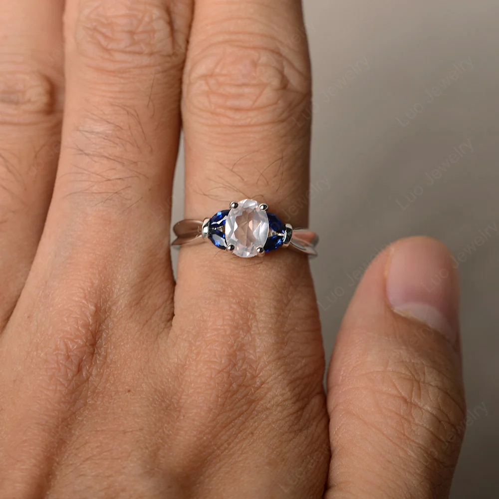 Oval Cut Art Deco Rose Quartz Ring - Image 3