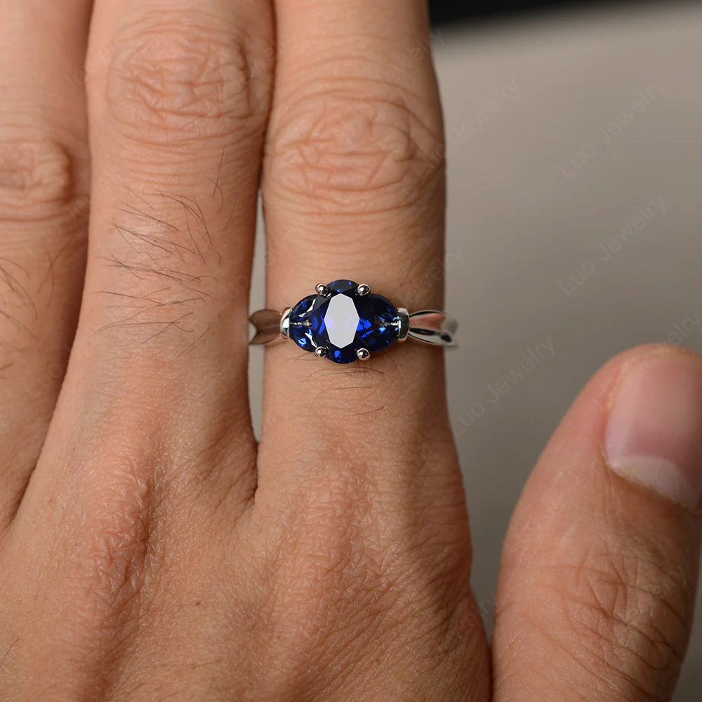 Oval Cut Art Deco Sapphire Ring - Image 3