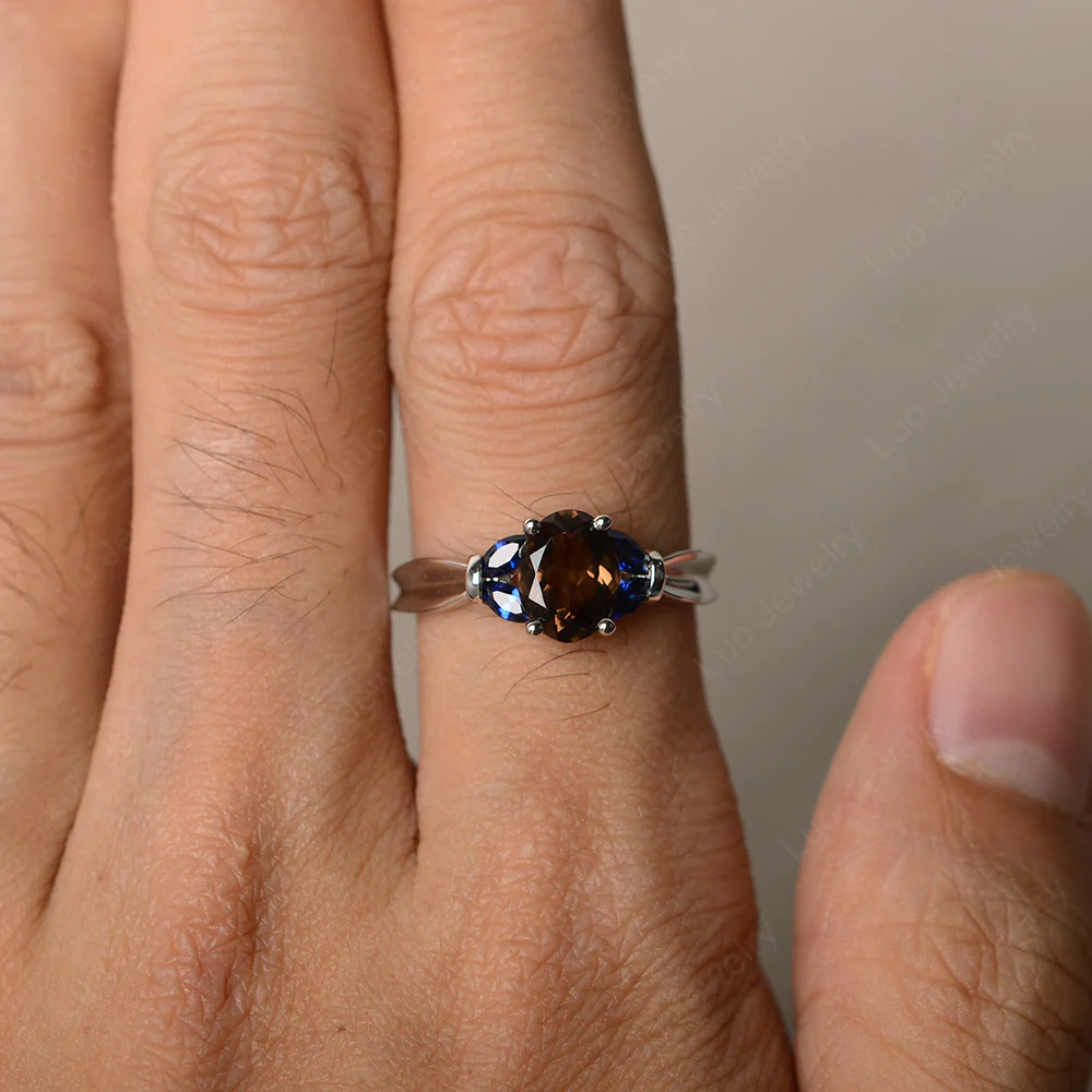 Oval Cut Art Deco Smoky Quartz Ring - Image 3
