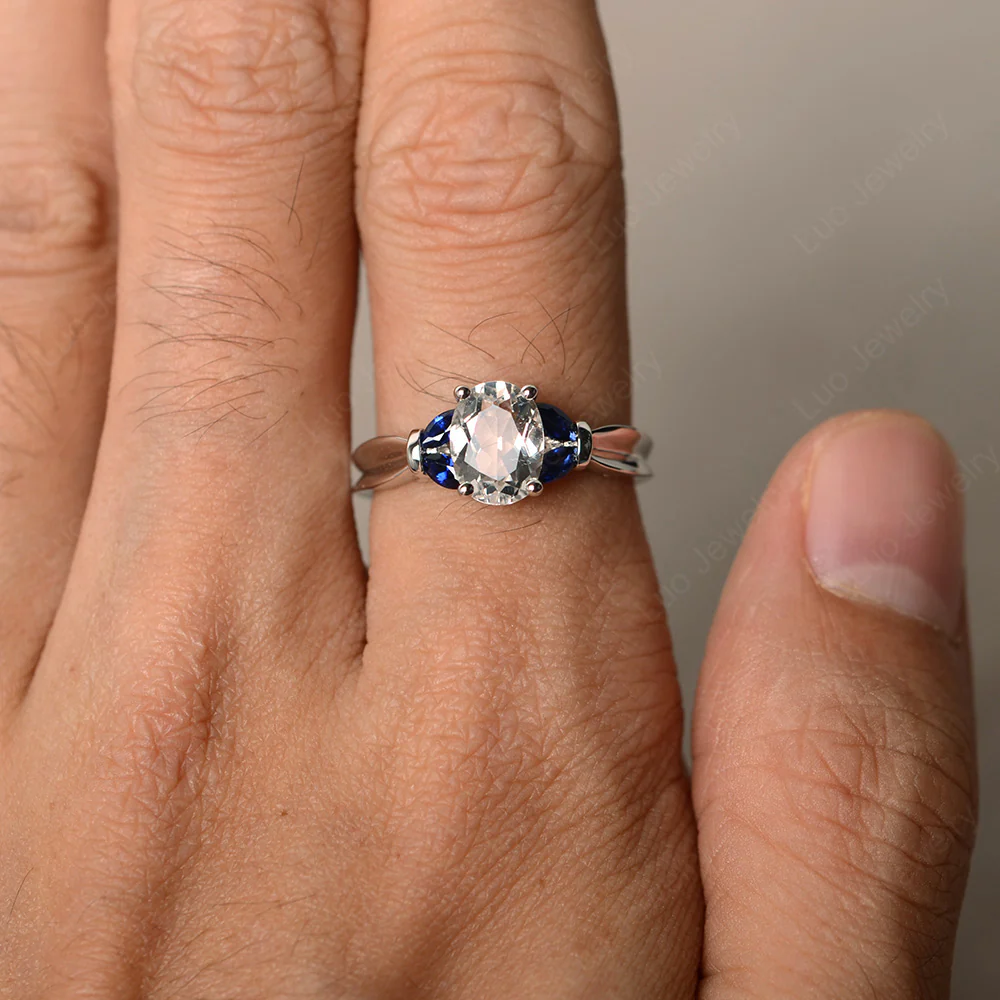 Oval Cut Art Deco White Topaz Ring - Image 3