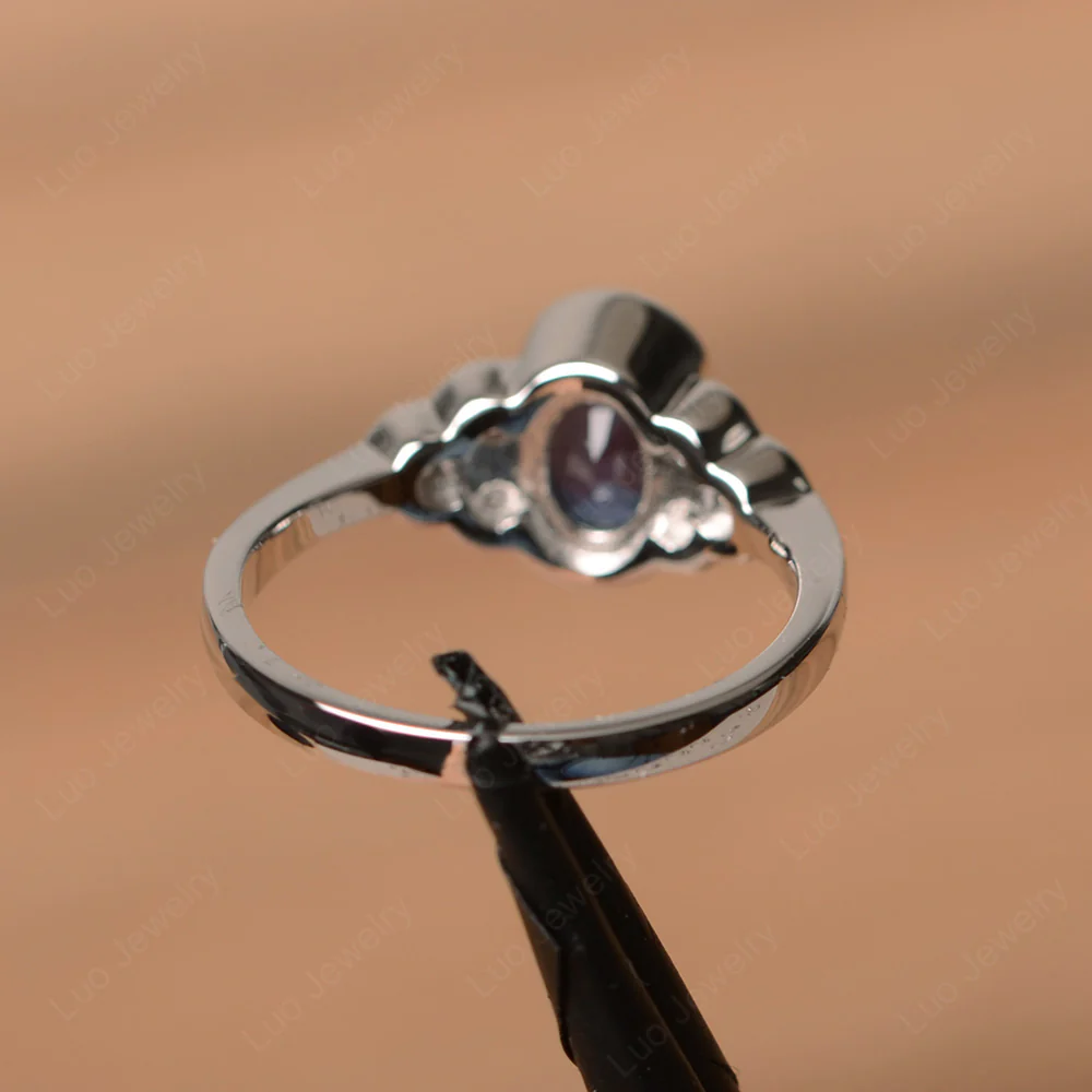 Oval Cut Bezel Set Alexandrite Engagement Ring - Image 3