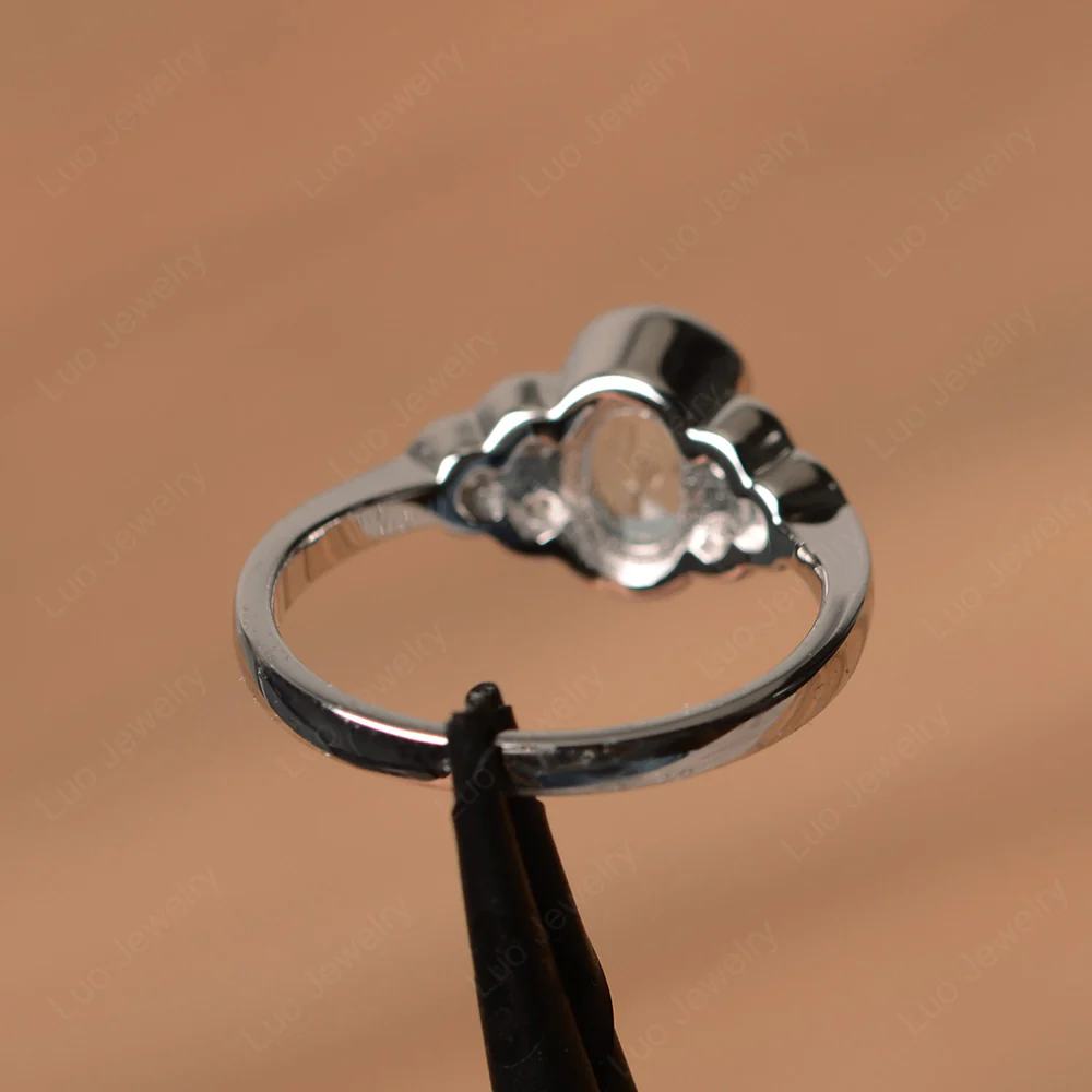 Oval Cut Bezel Set Aquamarine Engagement Ring - Image 3