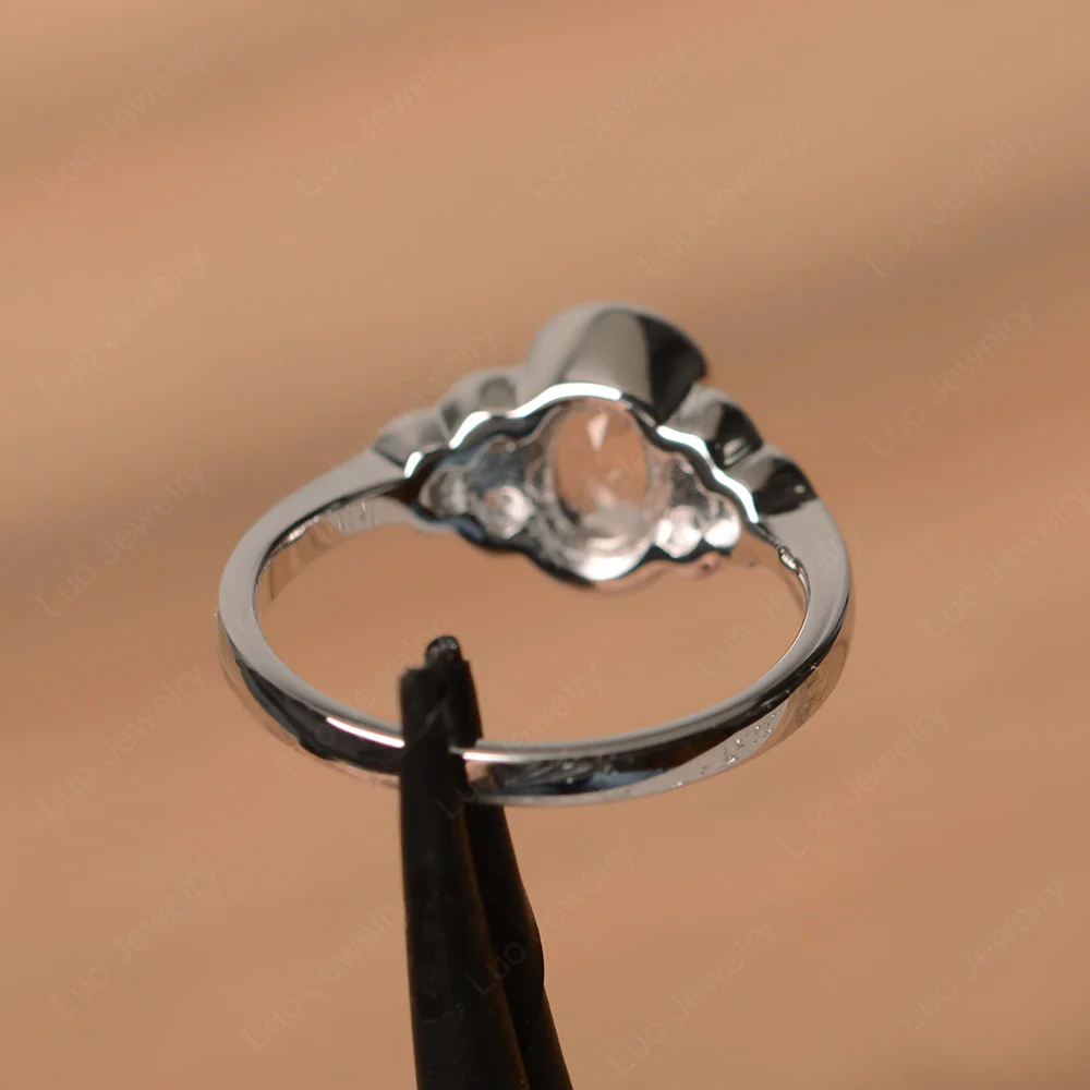 Oval Cut Bezel Set Morganite Engagement Ring - Image 3