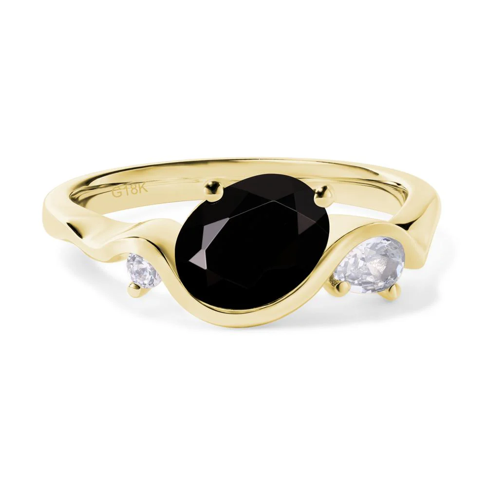 Black Spinel Wave Engagement Ring - Image 8