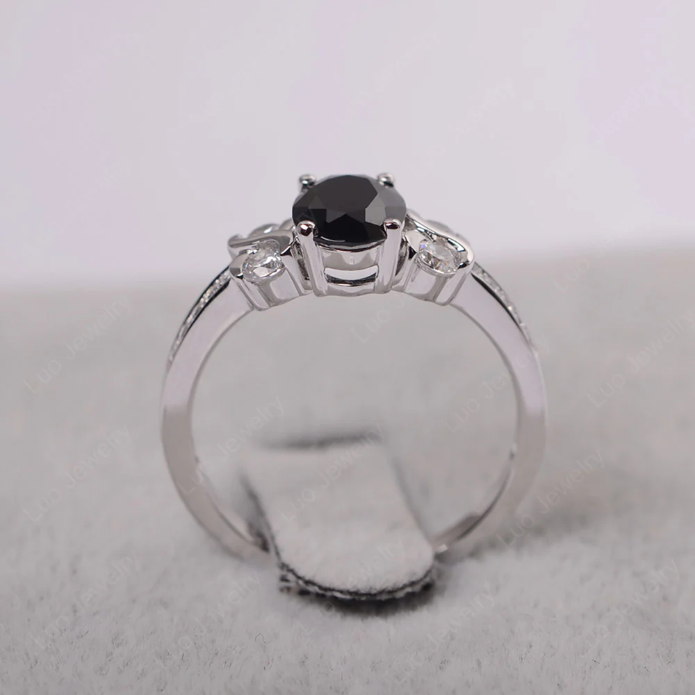 Black Spinel Infinity Oval Engagement Ring - Image 3