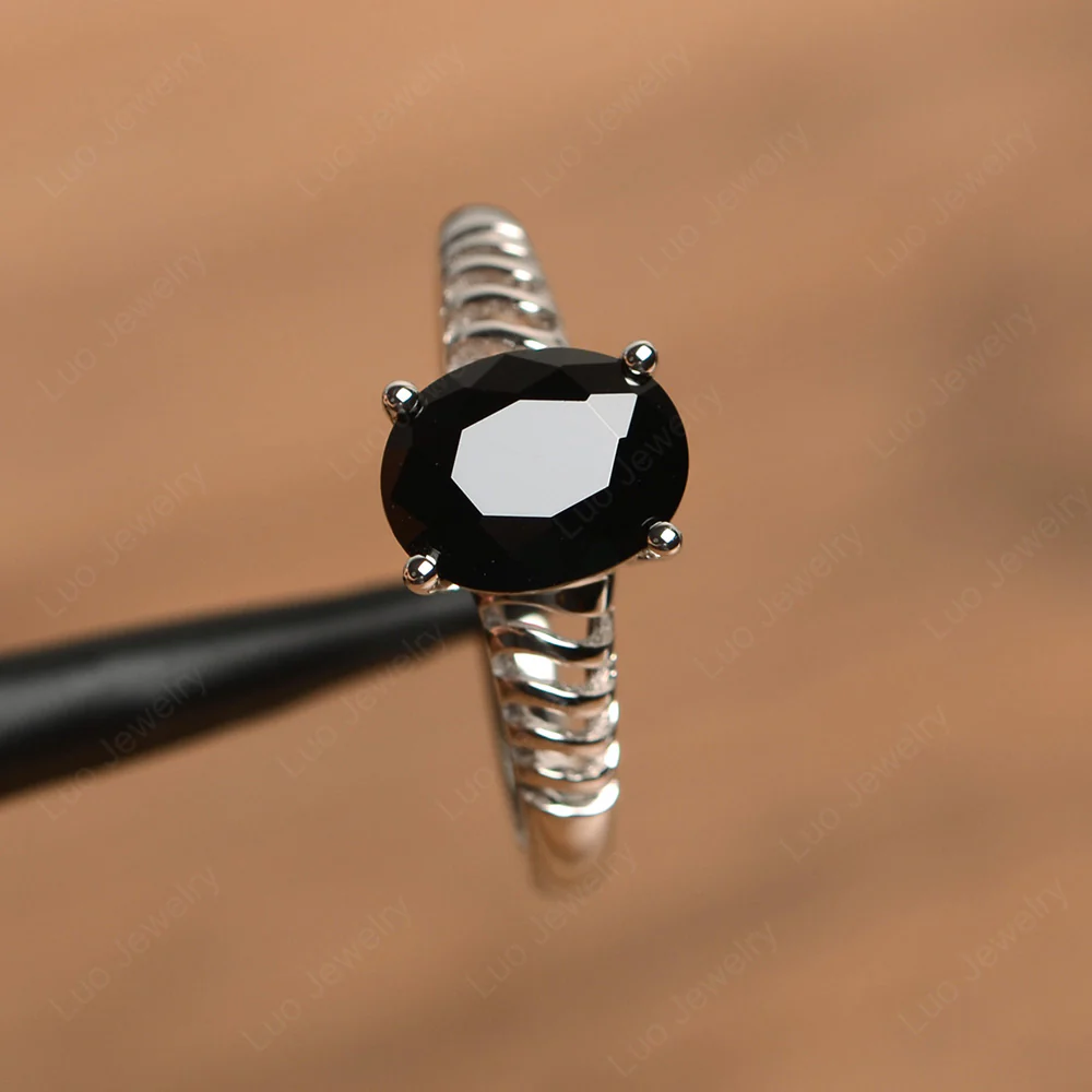 Black Spinel Spiral Engagement Ring - Image 2