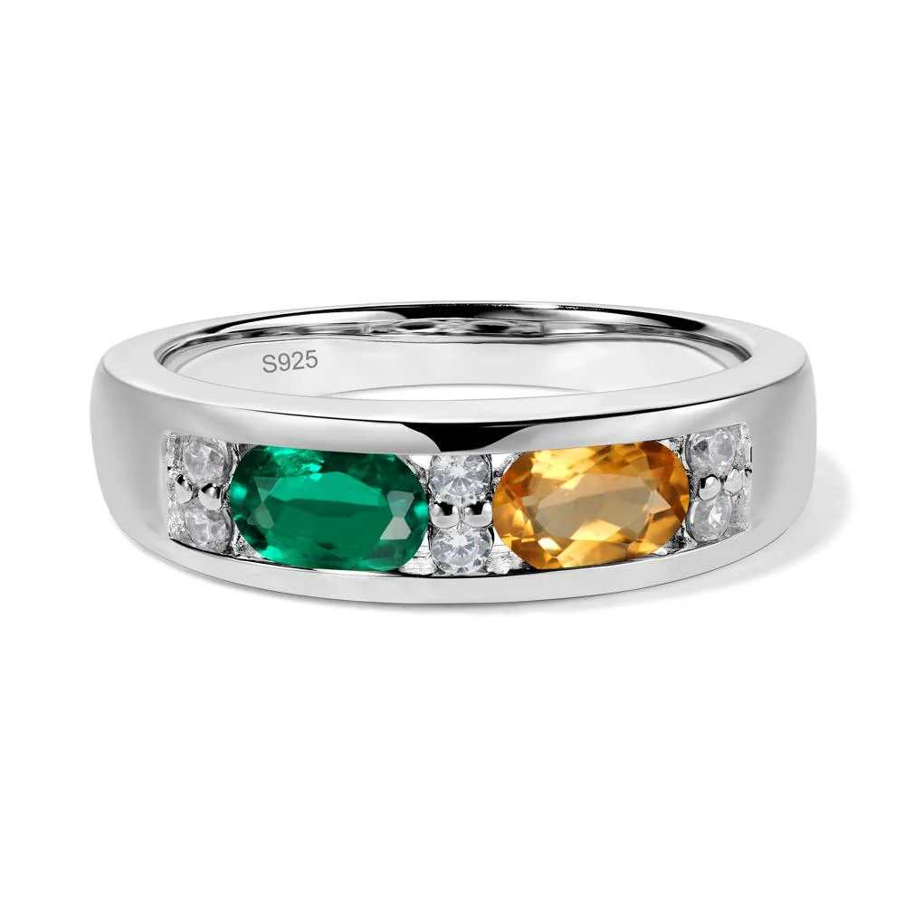 Oval Citrine and Emerald Ring - Image 2