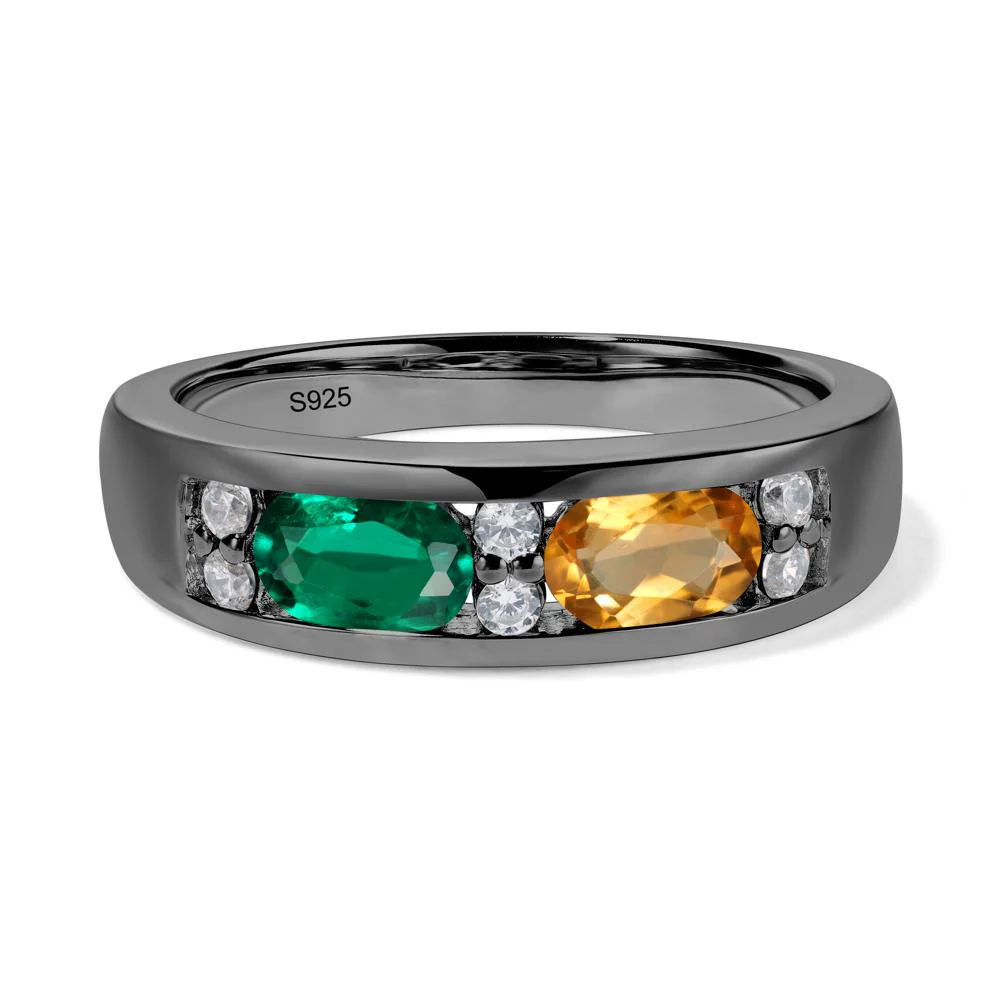 Oval Citrine and Emerald Ring - Image 3