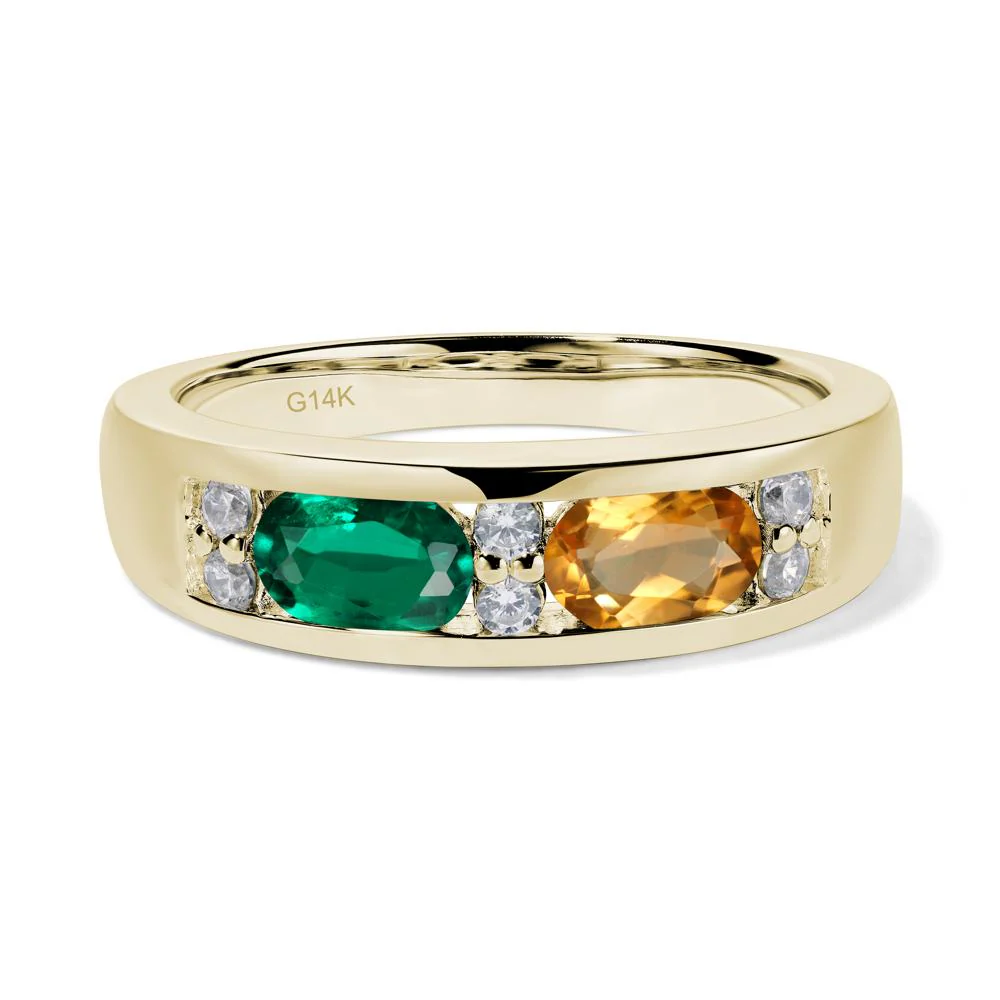 Oval Citrine and Emerald Ring - Image 5
