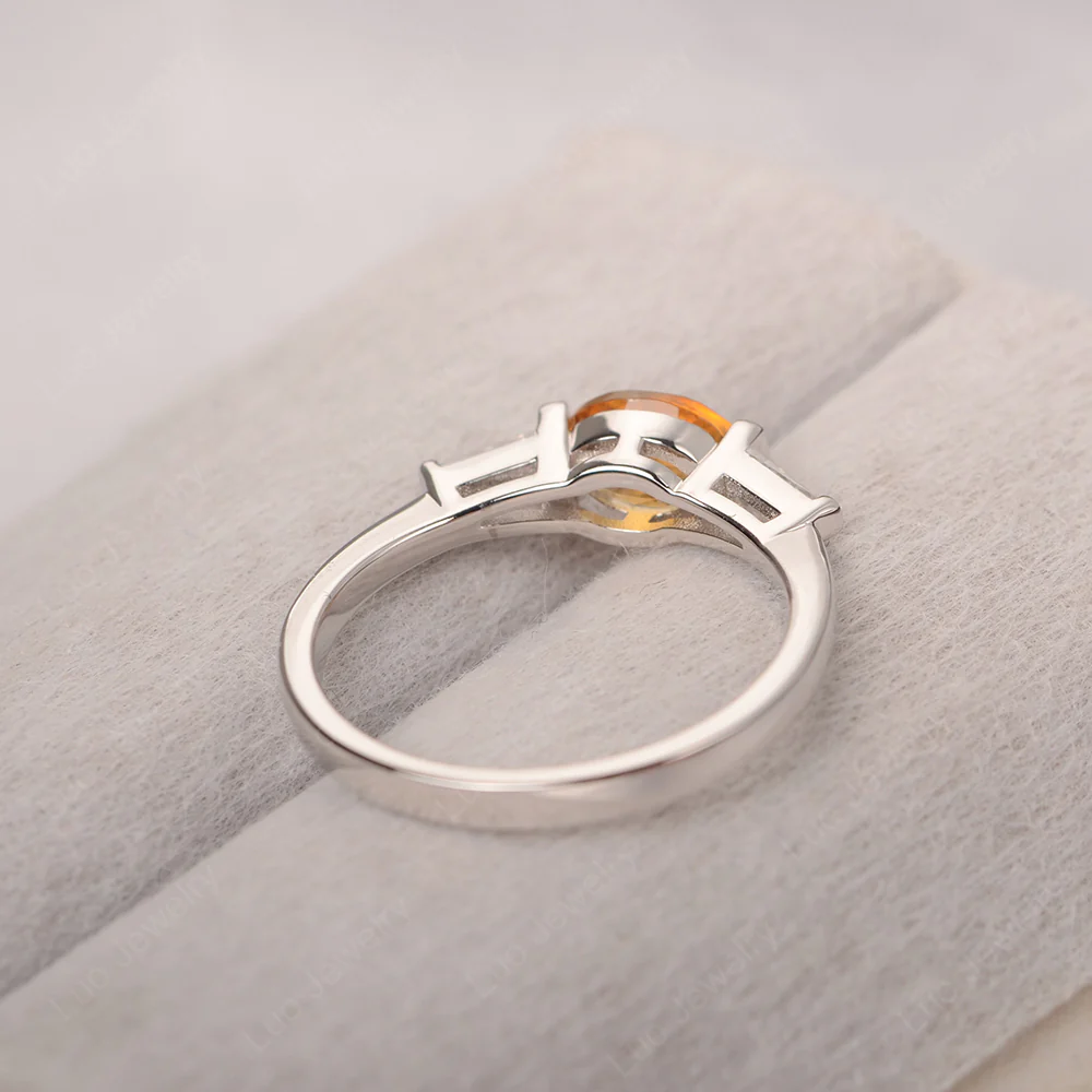 Oval Citrine Ring with Baguettes - Image 3