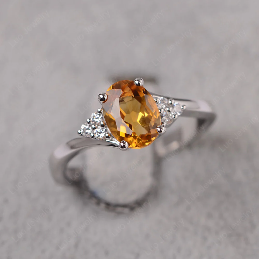 Oval Citrine Bypass Engagement Ring