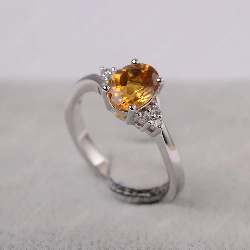 Oval Citrine Bypass Engagement Ring - Image 2