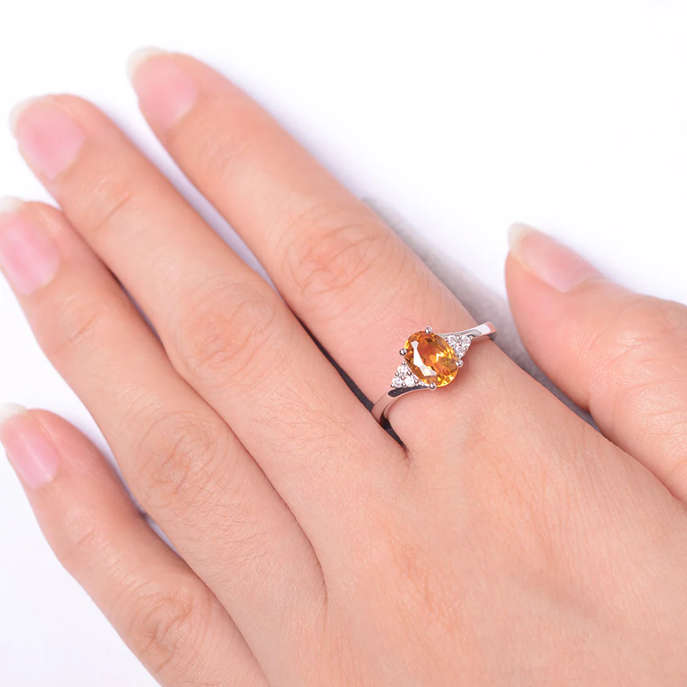 Oval Citrine Bypass Engagement Ring - Image 4