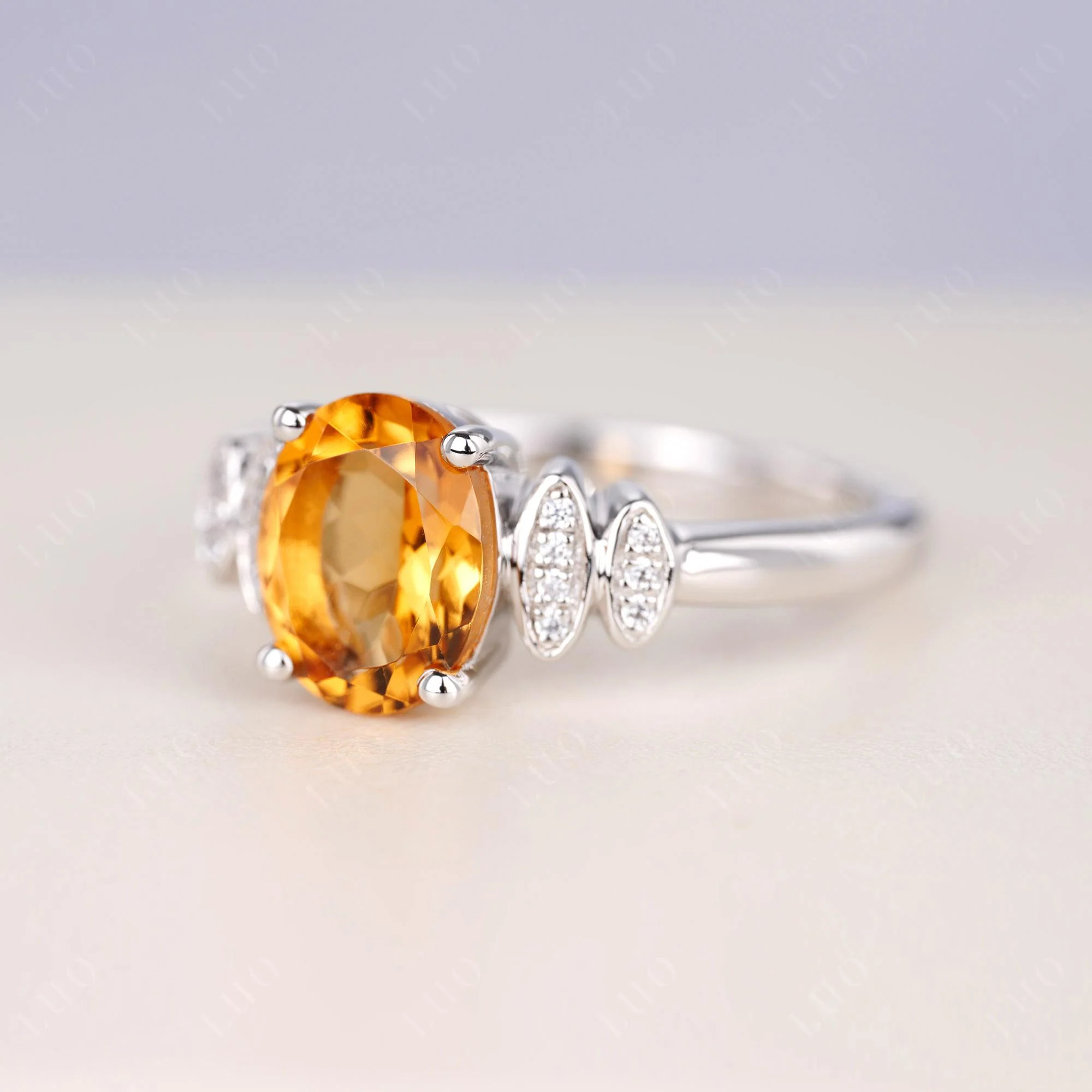 Oval Cut Simple Citrine Engagement Ring - Image 2