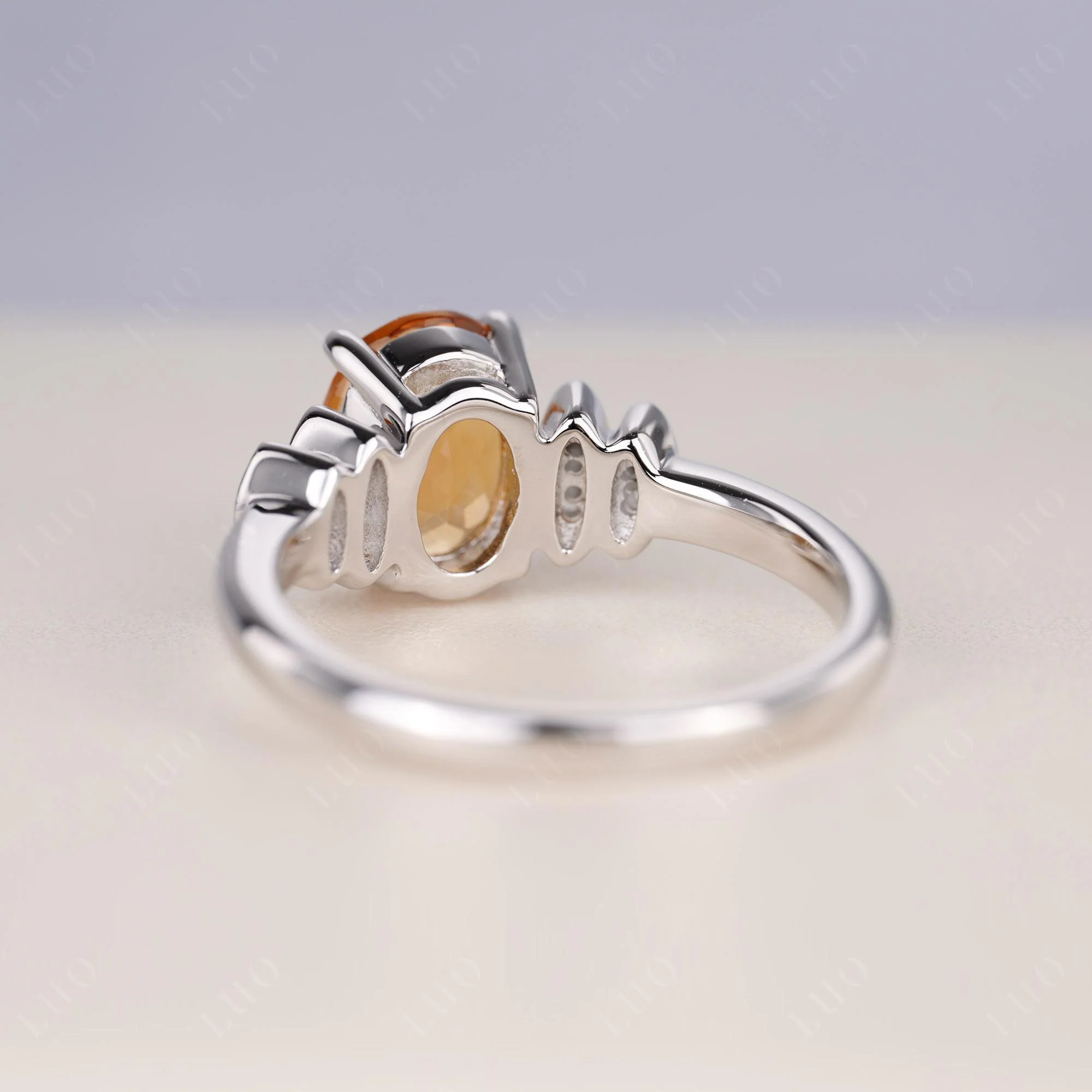 Oval Cut Simple Citrine Engagement Ring - Image 3