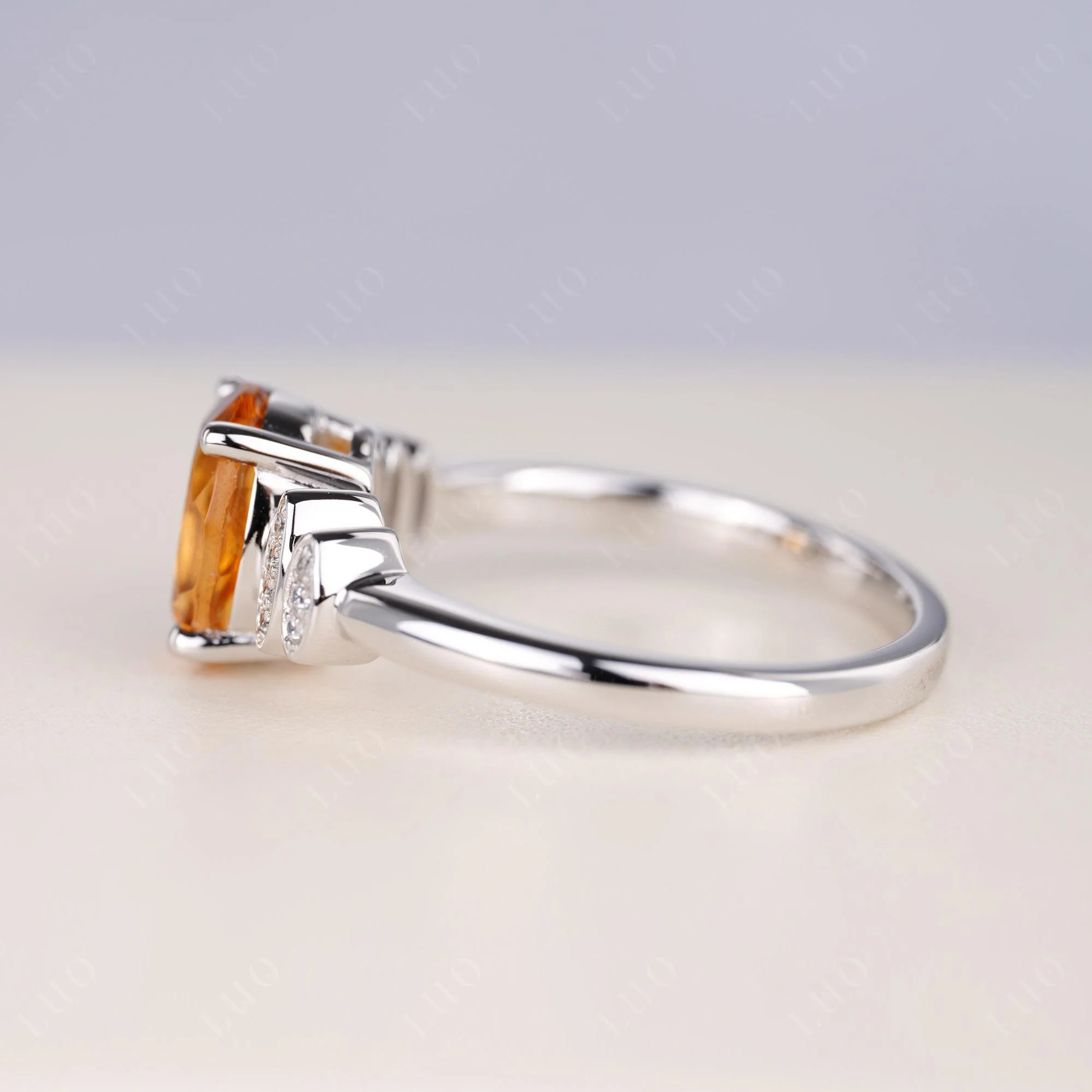 Oval Cut Simple Citrine Engagement Ring - Image 4