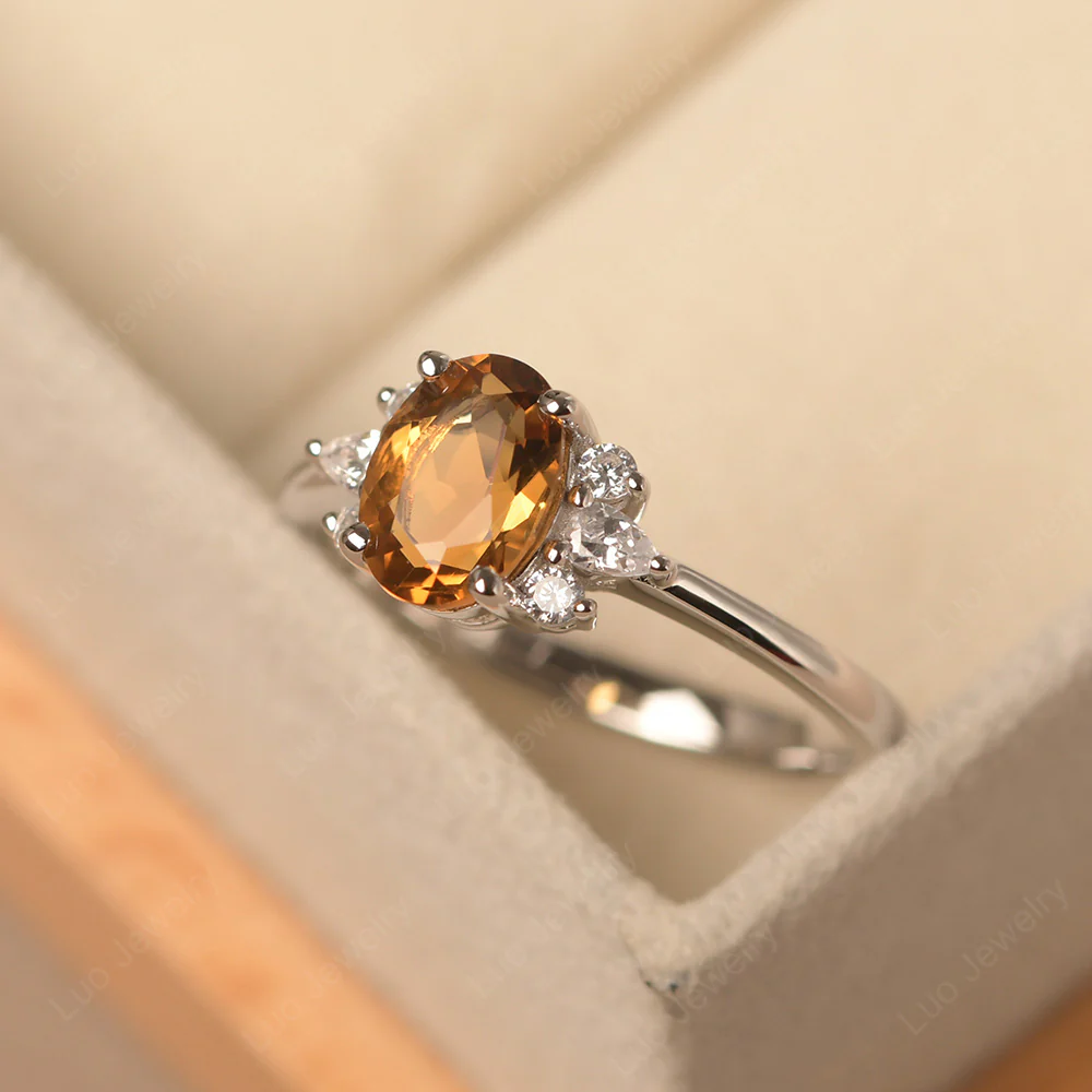 Oval Citrine Ring with Pear Side Stone - Image 2