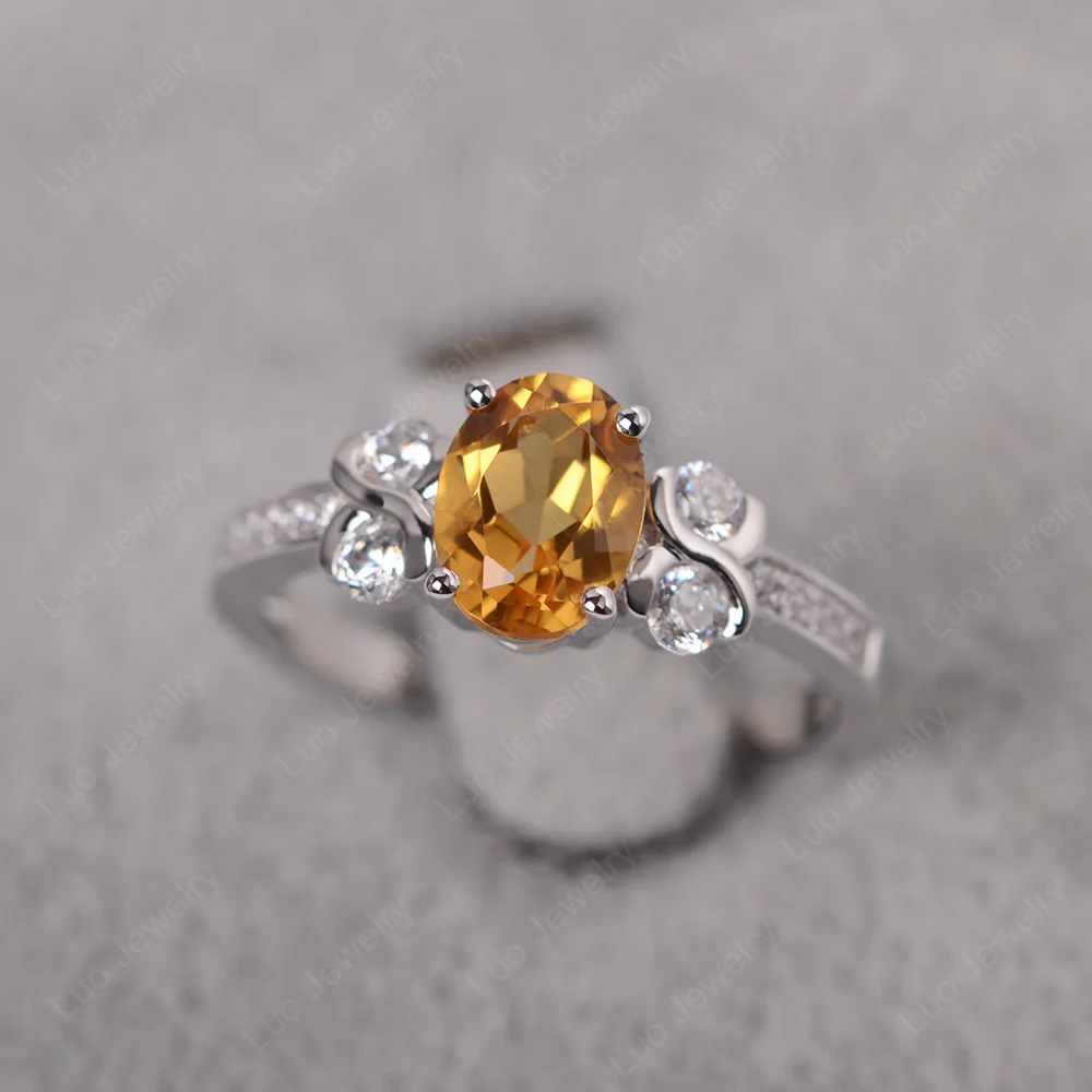 Oval Cut Citrine Infinity Stone Ring