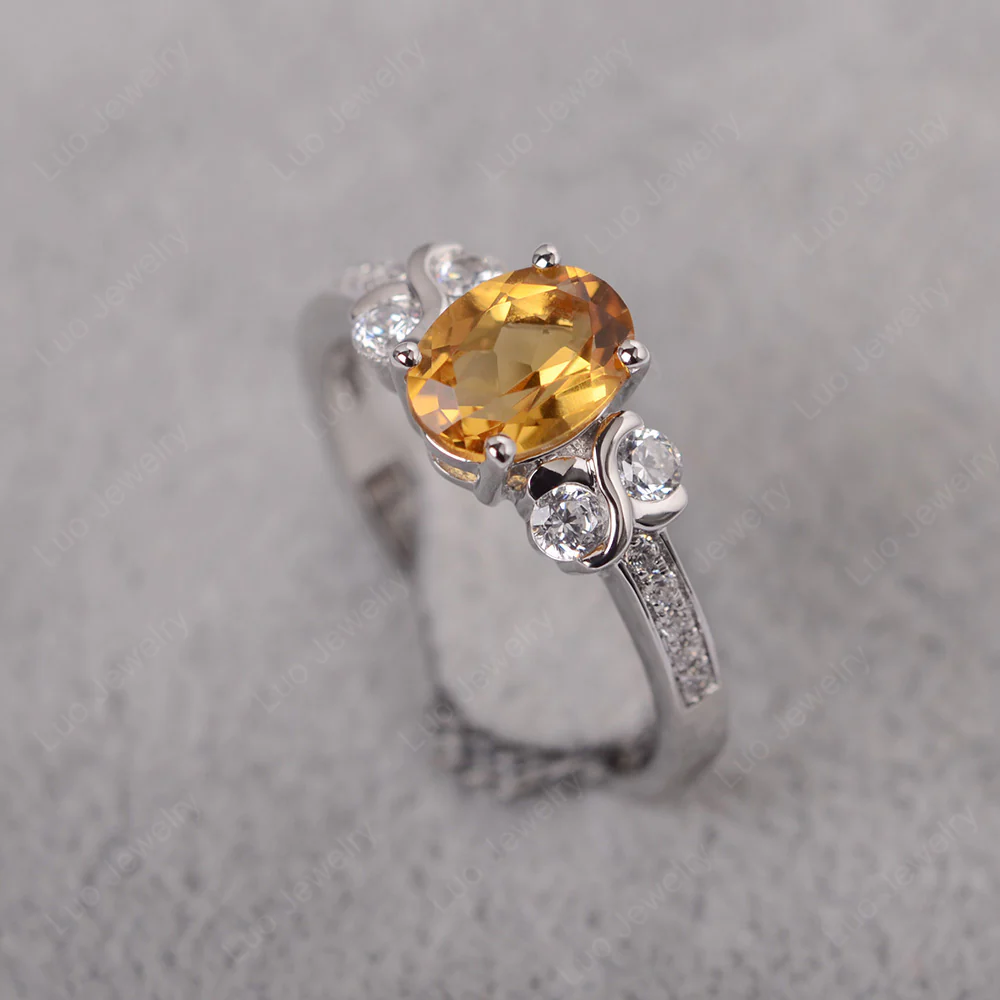 Oval Cut Citrine Infinity Stone Ring - Image 2