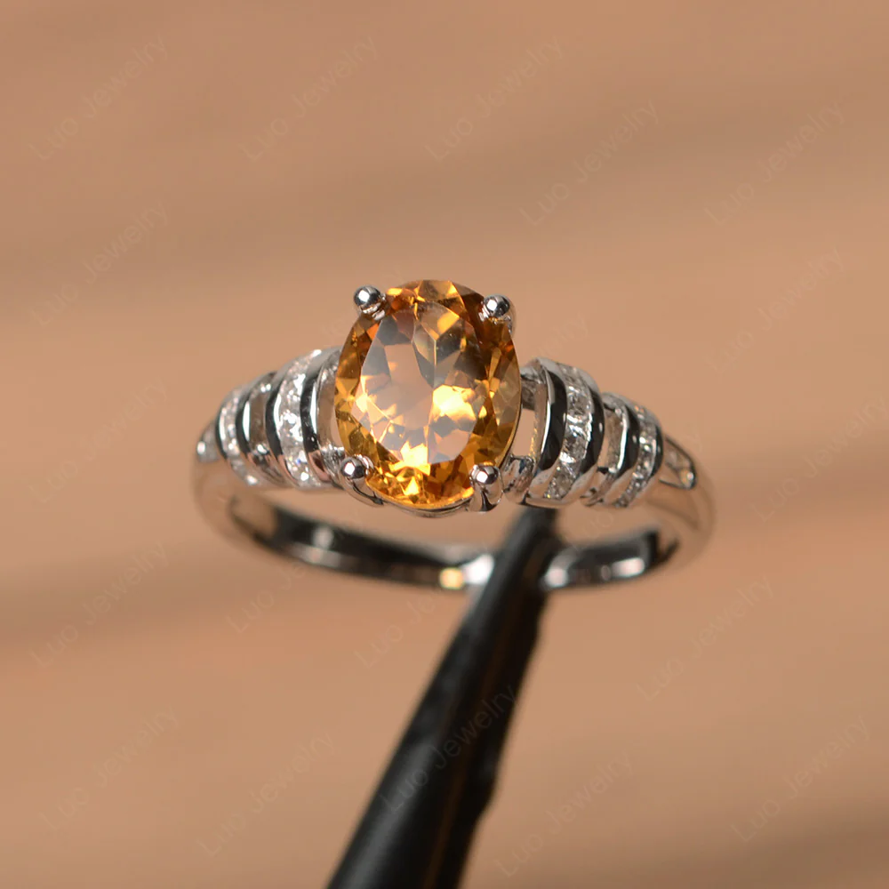 Oval Cut Citrine Promise Ring