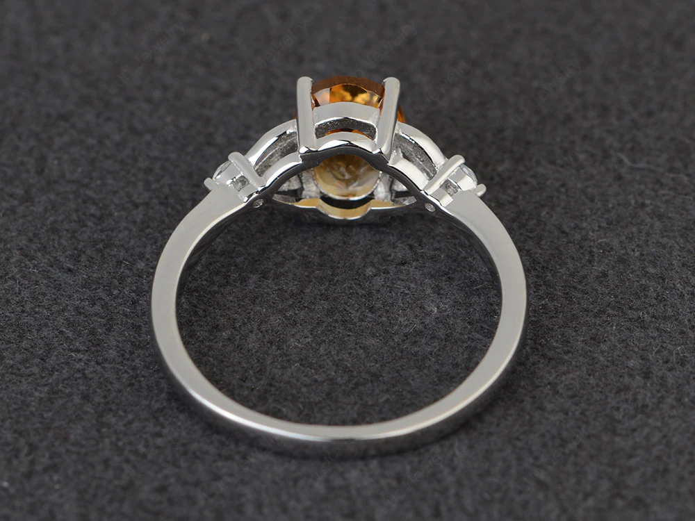 Simple Oval Cut Citrine Promise Ring - Image 3