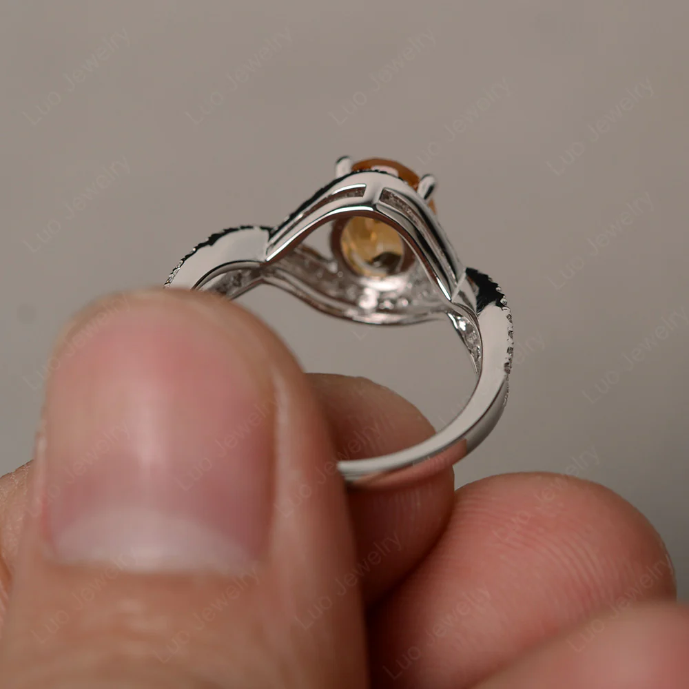 Oval Citrine Twisted Engagement Ring - Image 3