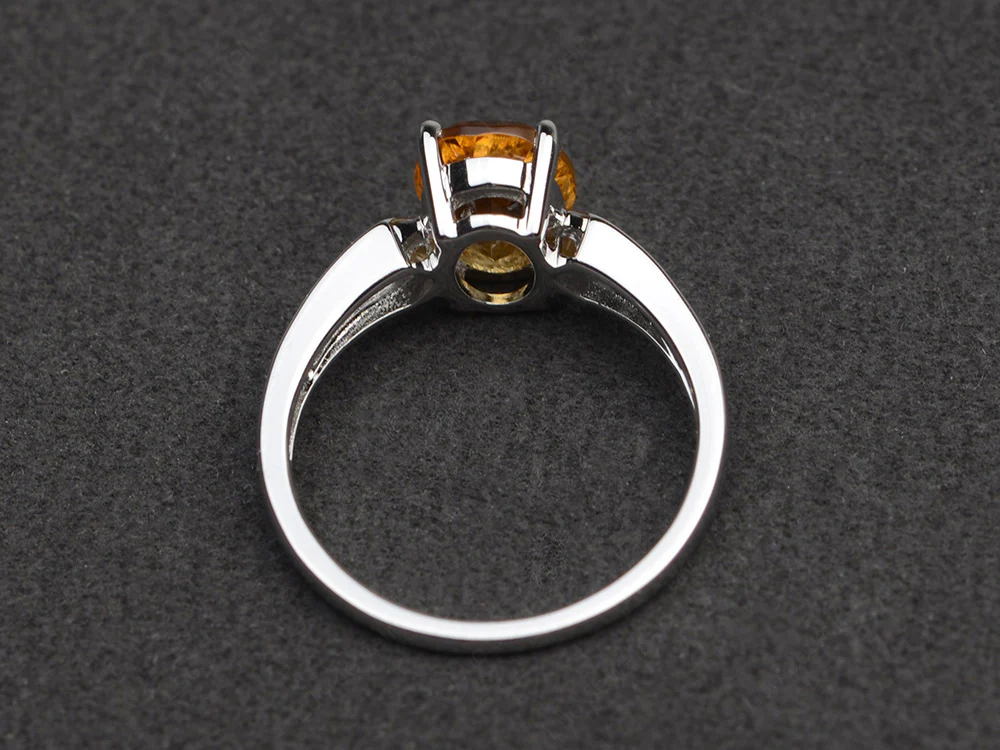 Oval Citrine Ring with Channel Band - Image 3