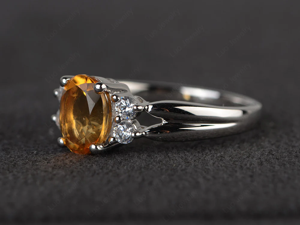 Oval Cut Citrine Two Rows Ring - Image 2
