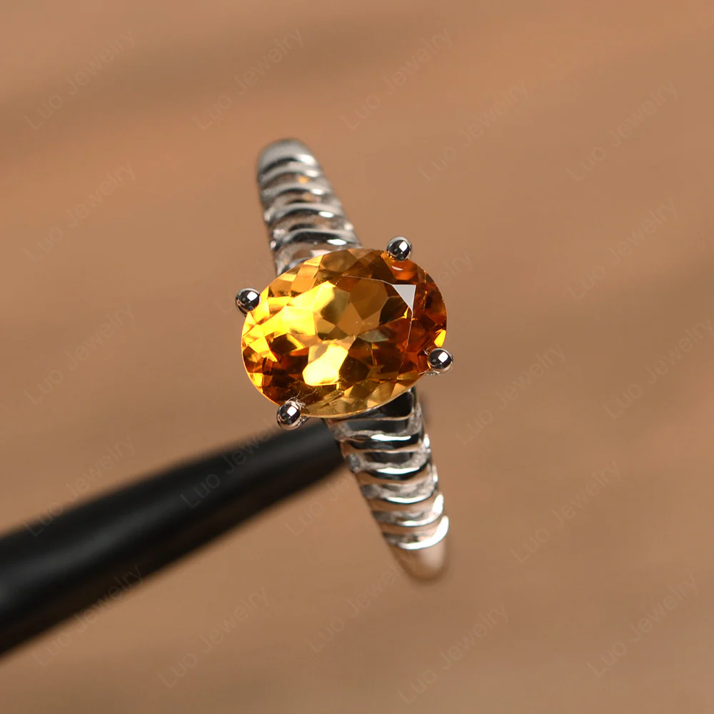 Oval Cut Citrine Wave Ring - Image 2