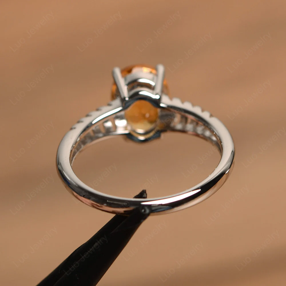 Oval Cut Citrine Wave Ring - Image 3