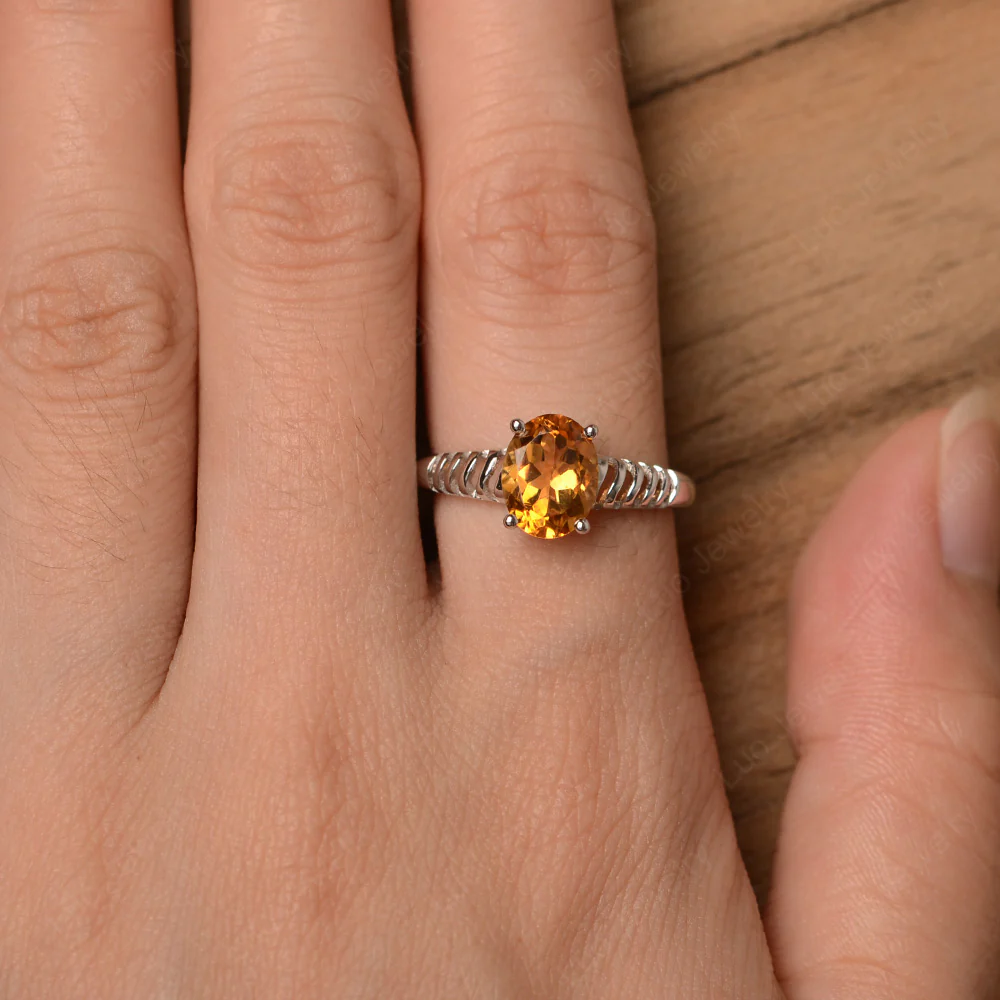 Oval Cut Citrine Wave Ring - Image 4