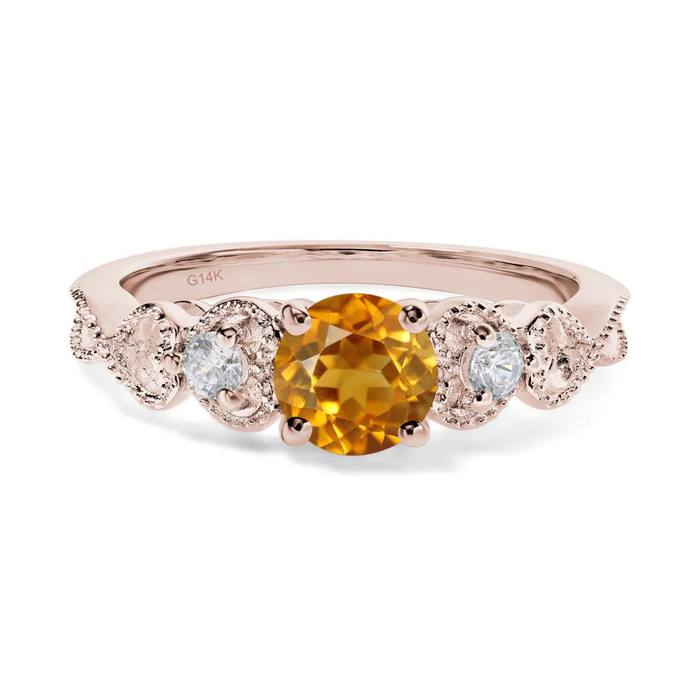 Citrine Vintage Style Engagement Ring