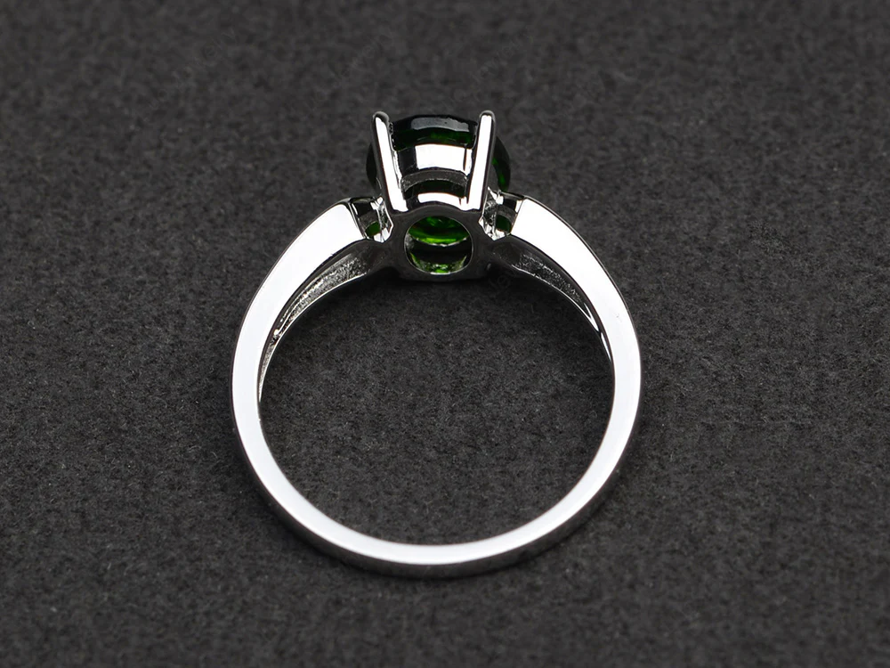 Oval Diopside Ring with Channel Band - Image 3