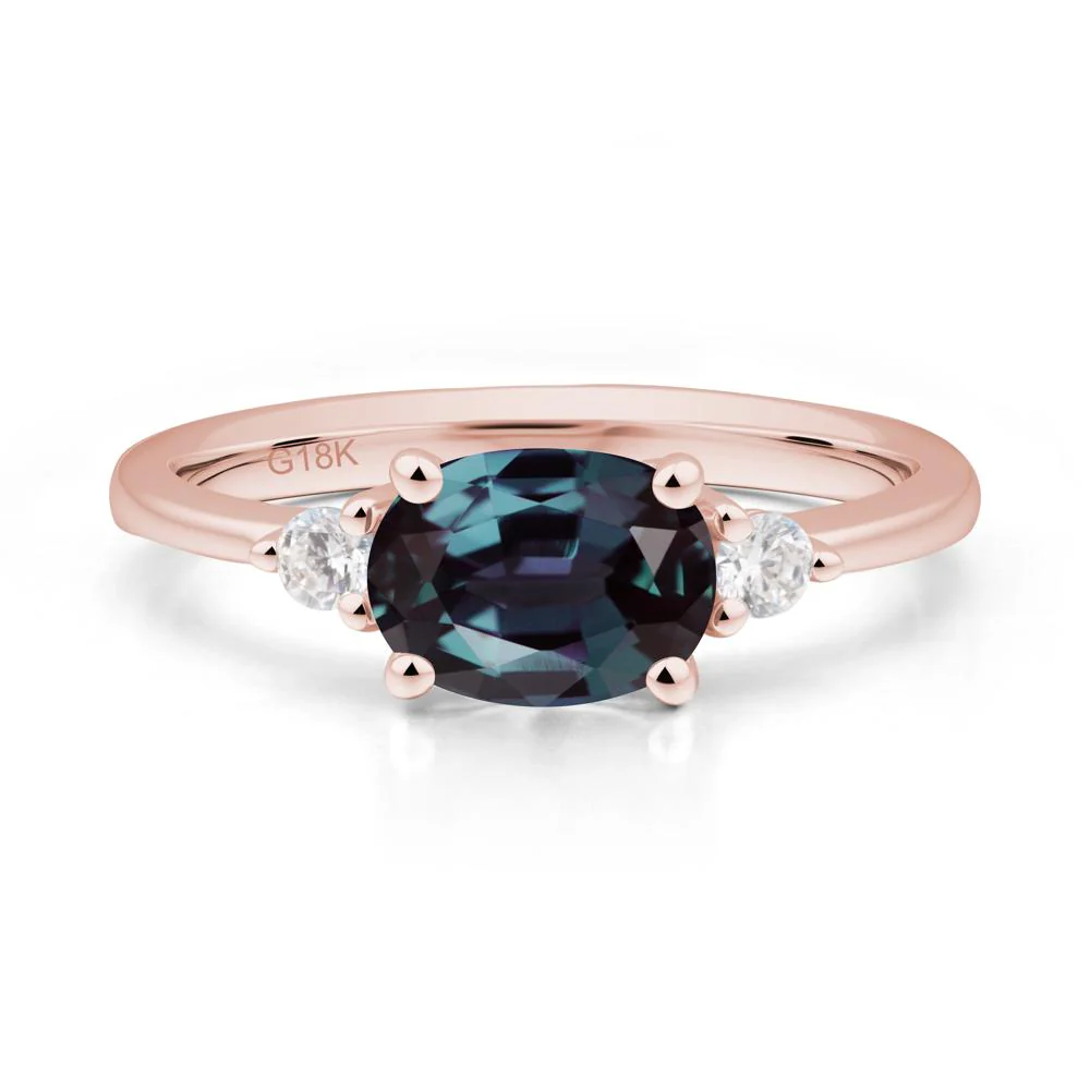 Oval East West Alexandrite Trilogy Ring - Image 3