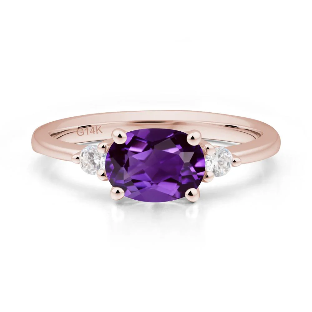 Oval East West Amethyst Trilogy Ring