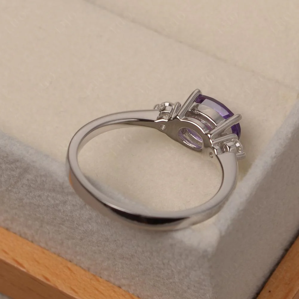 Oval East West Amethyst Trilogy Ring - Image 13