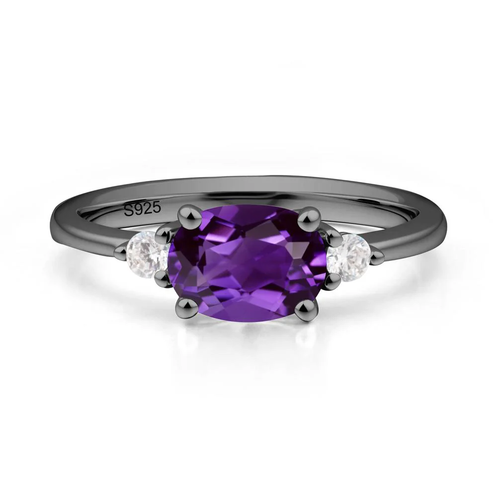 Oval East West Amethyst Trilogy Ring - Image 2