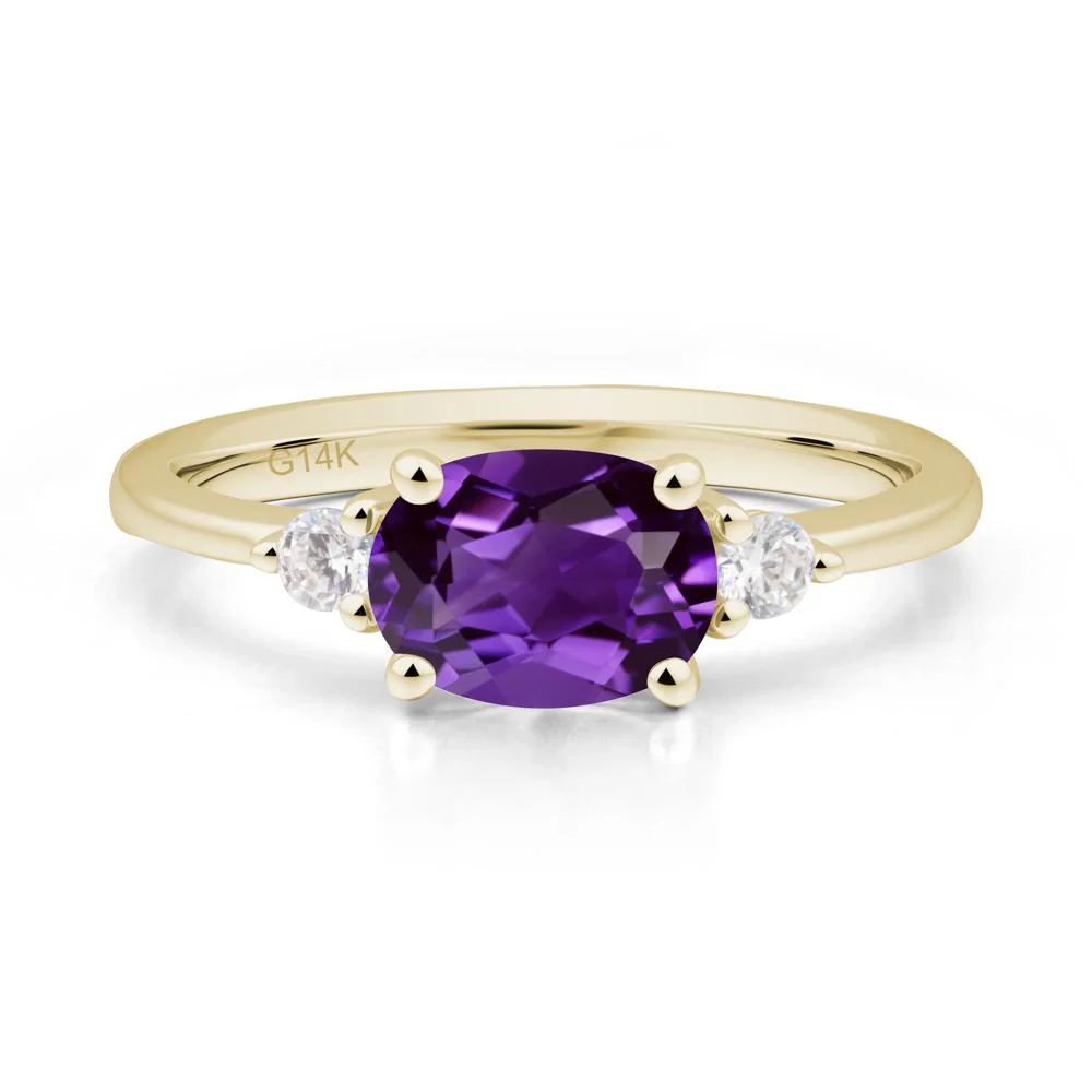 Oval East West Amethyst Trilogy Ring - Image 3