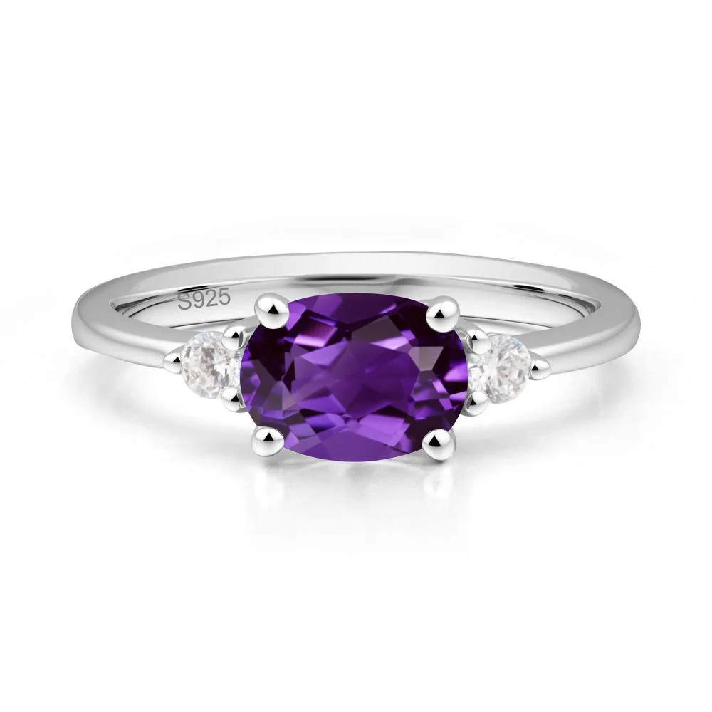 Oval East West Amethyst Trilogy Ring - Image 5