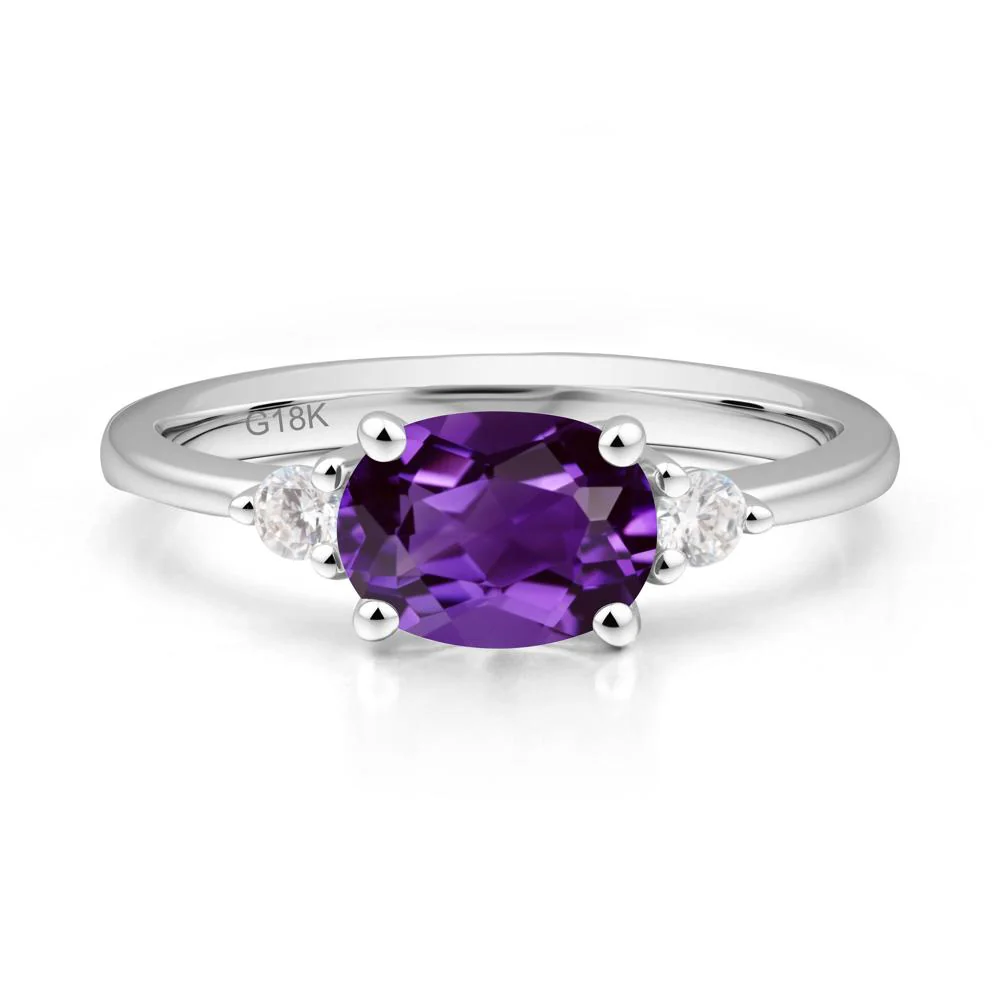 Oval East West Amethyst Trilogy Ring - Image 6