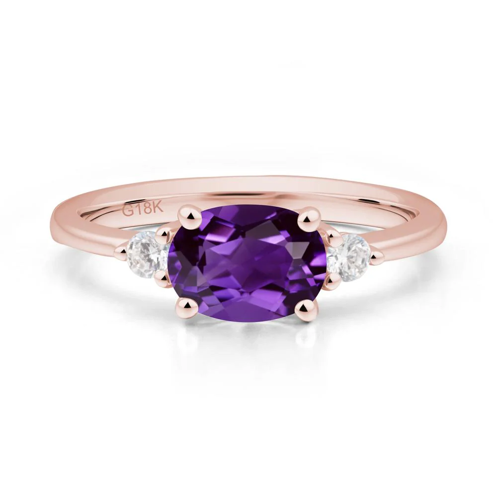 Oval East West Amethyst Trilogy Ring - Image 7